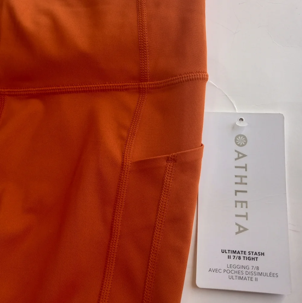 Athleta Ultimate Stash 7/8 Tight Orange Leggings NWT - Picture 10 of 10
